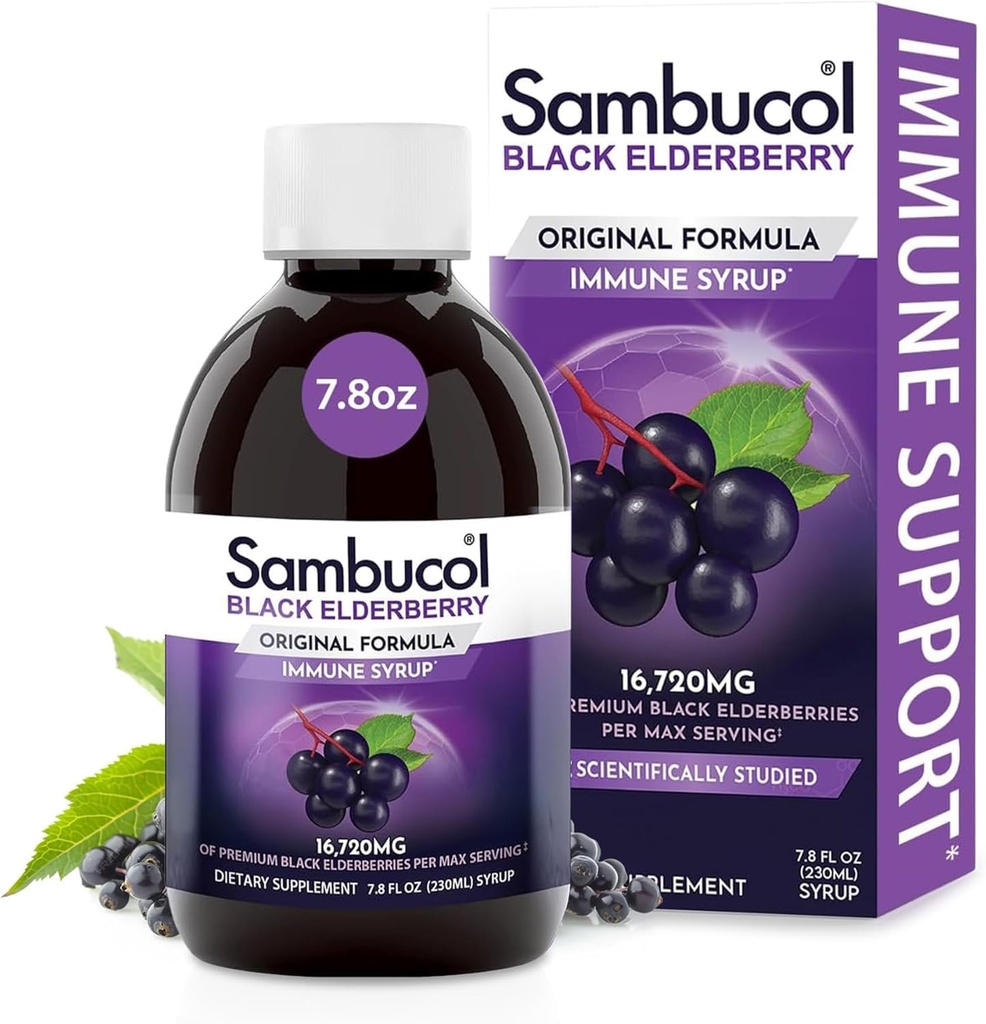 Sambucol Zwarte Vlierbes Siroop - Sambucus Vlierbes Siroop voor volwassenen Immune Ondersteuning, Vlierbes Liquid, Vlierbes Extract, Glutenvrij - 7,8 Fl Oz
