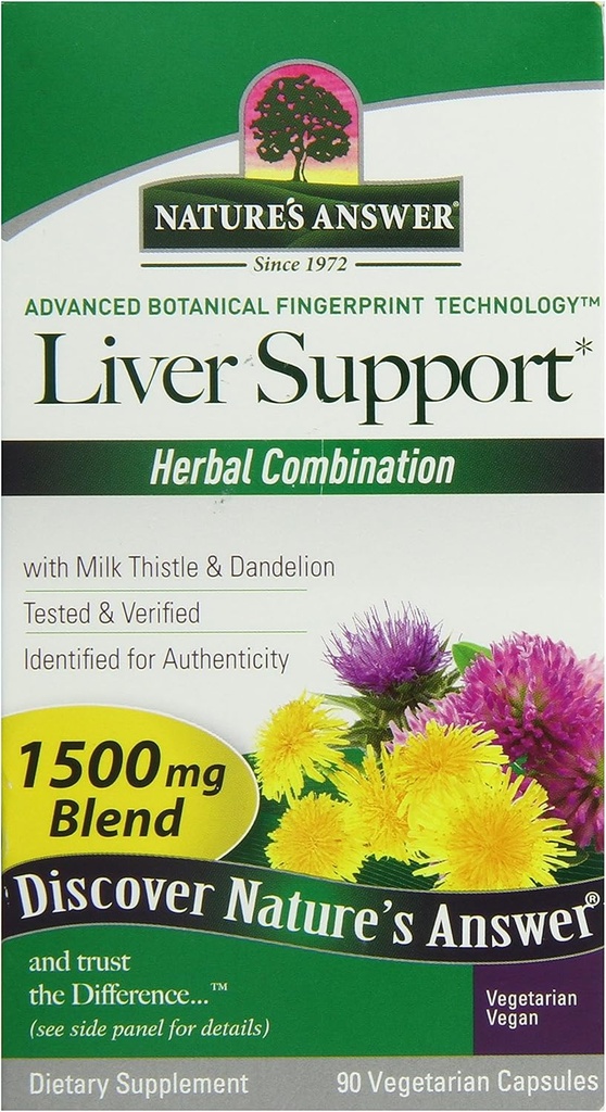 Nature's Antwoord Lever Ondersteuning Kruidencombinatie Dieetsupplementen Biologische Natuurlijke Vegetarische Veganistische Ondersteuning Ideaal voor een gezonde leverfunctie 1500mg (90 capsules)