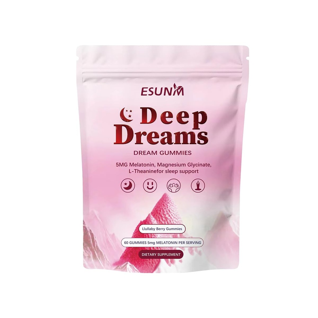 Deep Dream Slaap Gummies met 5mg Melatonine, Magnesium, Glycinate, L-Theanine voor slaapondersteuning- Niet-Habit vormen van slaap Supplement,60 Gummies, 30 dagen levering