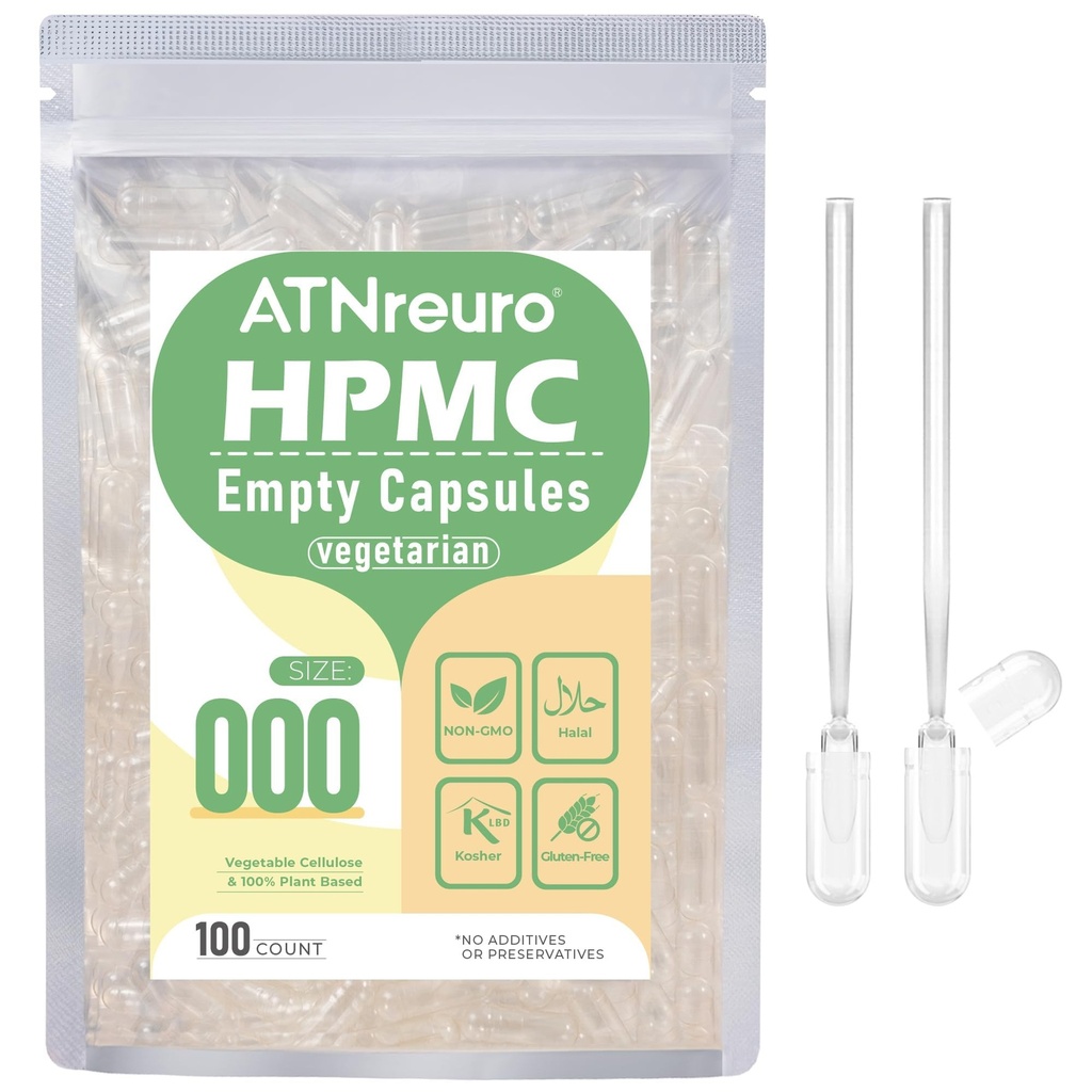 2000 Lege Vegan Capsules met 2 Micro Lepels - 100 Graaf Lege Vegetarische Capsule - Lege Pill Capsules voor Poeders Supplementen