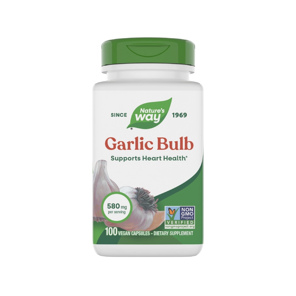 Nature's Way Knoflook Bulb, Ondersteunt Hart Gezondheid*, Non-GMO Project Geverifieerd, 580 mg per Serving, Vegan, 100 Capsules (Verpakking mei Vary)