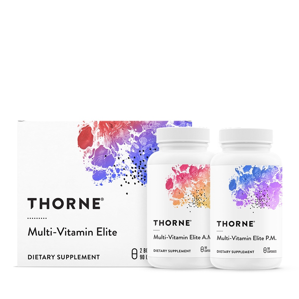 THORNE - Multi-Vitamin Elite - Daily Nutritional Supplement - Two Formulas Support Cellular Energy Production, Restful Sleep & More* - Third-Party Certified - Gluten, Dairy & Soy-Free - 180 Capsules