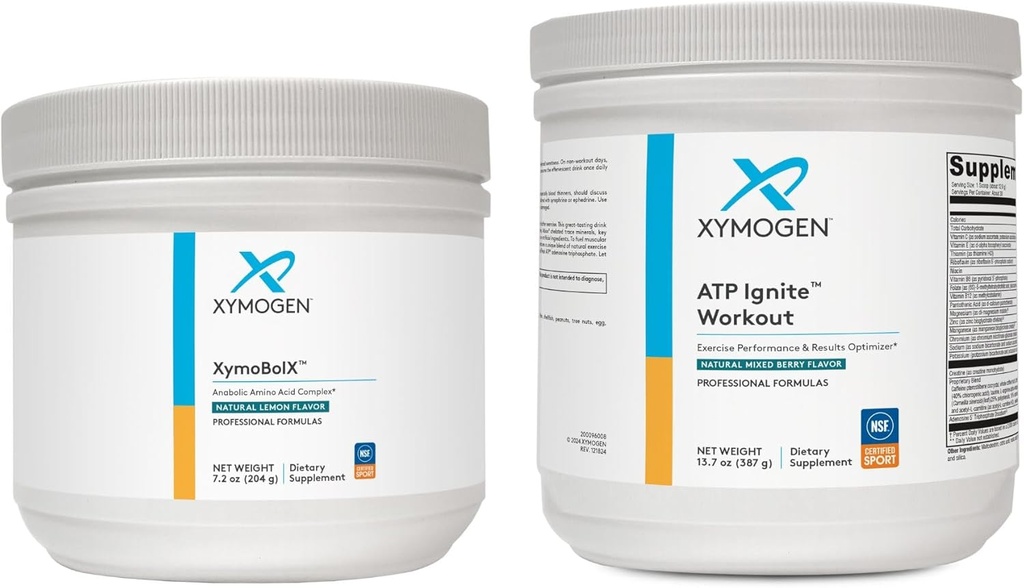 XYMOGEN XymBolX Citroen + ATP Ignite Workout Poederbundel - Ondersteunt prestaties, herstel + energie (2 flessen, 7.2oz + 13.7oz Each)