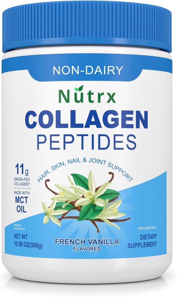 Collageen Peptides Powder Vanilla - Sugar Free, Non-Dairy Collageen Protein Powder - Solutions Easy, No Clumps Collageen Powder with Vital Proteins, Collageen Proteine Supplements - by Nutrx