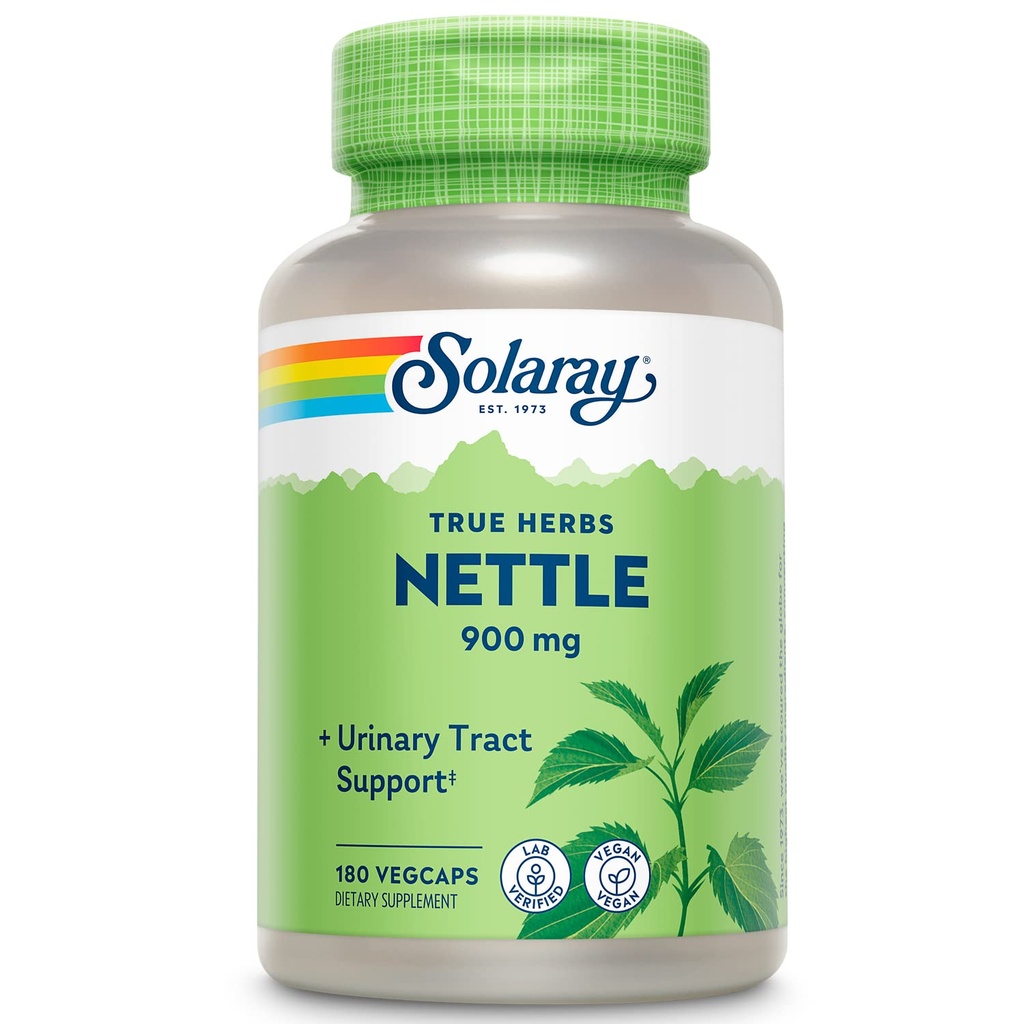 SOLARAY Nettle Leaf 450mg Gezonde Nier-, urine- en Prostaatondersteuning Traditioneel gebruik voor gezonde Allergie Response & Respiratory Wellness 180 CT