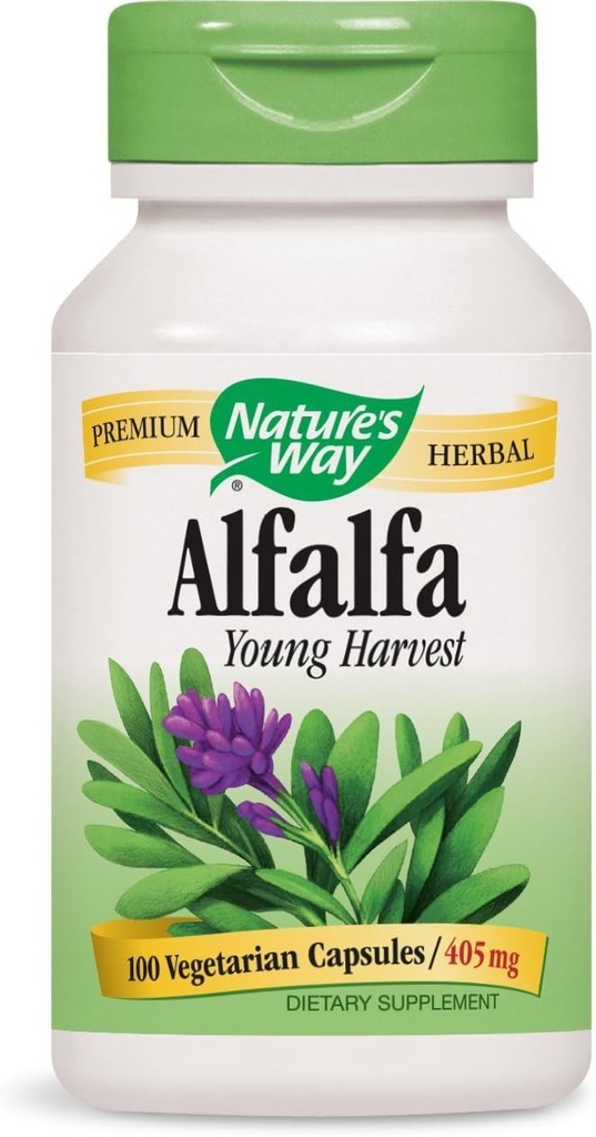Nature's Way Alfalfa Bladeren, 1,215 mg, 100 Vegetarische Capsules, Verpakking van 2