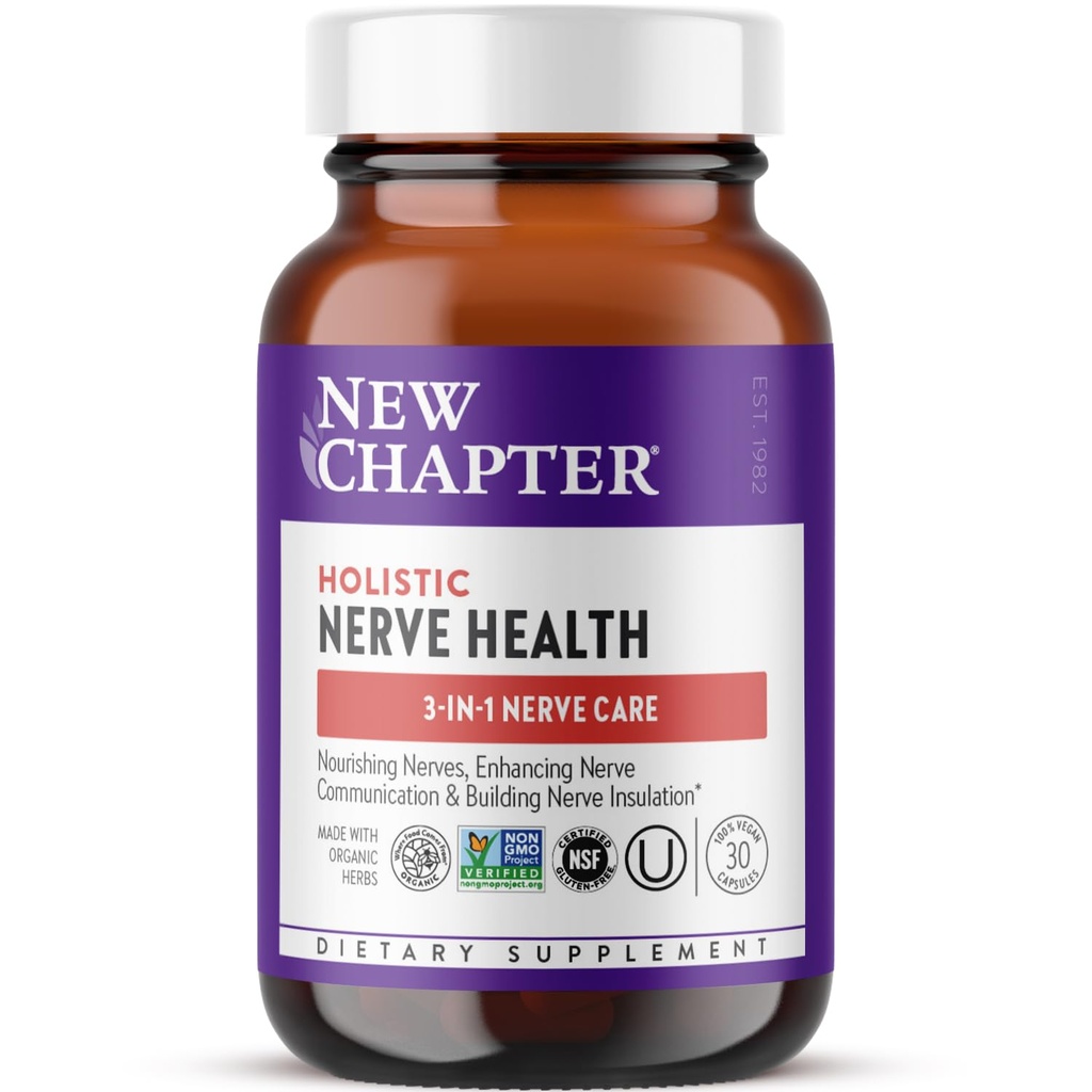 Nieuw hoofdstuk zenuwgezondheidssupplement voor 3-in-1 ondersteuning van hoofd tot teen - vitamine B1 Genereert energie voor zenuwen, vitamine B6 verbetert gezonde transmissie, vitamine B12 Builds isolatie, 30ct