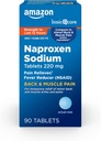 Basic Care Back and Muscle Pain, 220 mg, 12-Hour Pain Relief, Naproxen Sodium Tablets, Pain Reliever and Fever Reducer, 90 Tel.