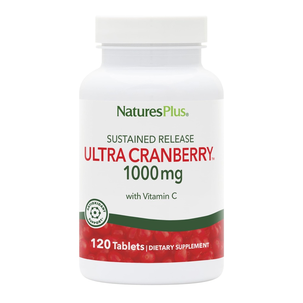 NaturesPlus Ultra Cranberry, Sustained Release - 1000mg, 120 tabletten - met vitamine C - vegetarisch, glutenvrij - 60 porties