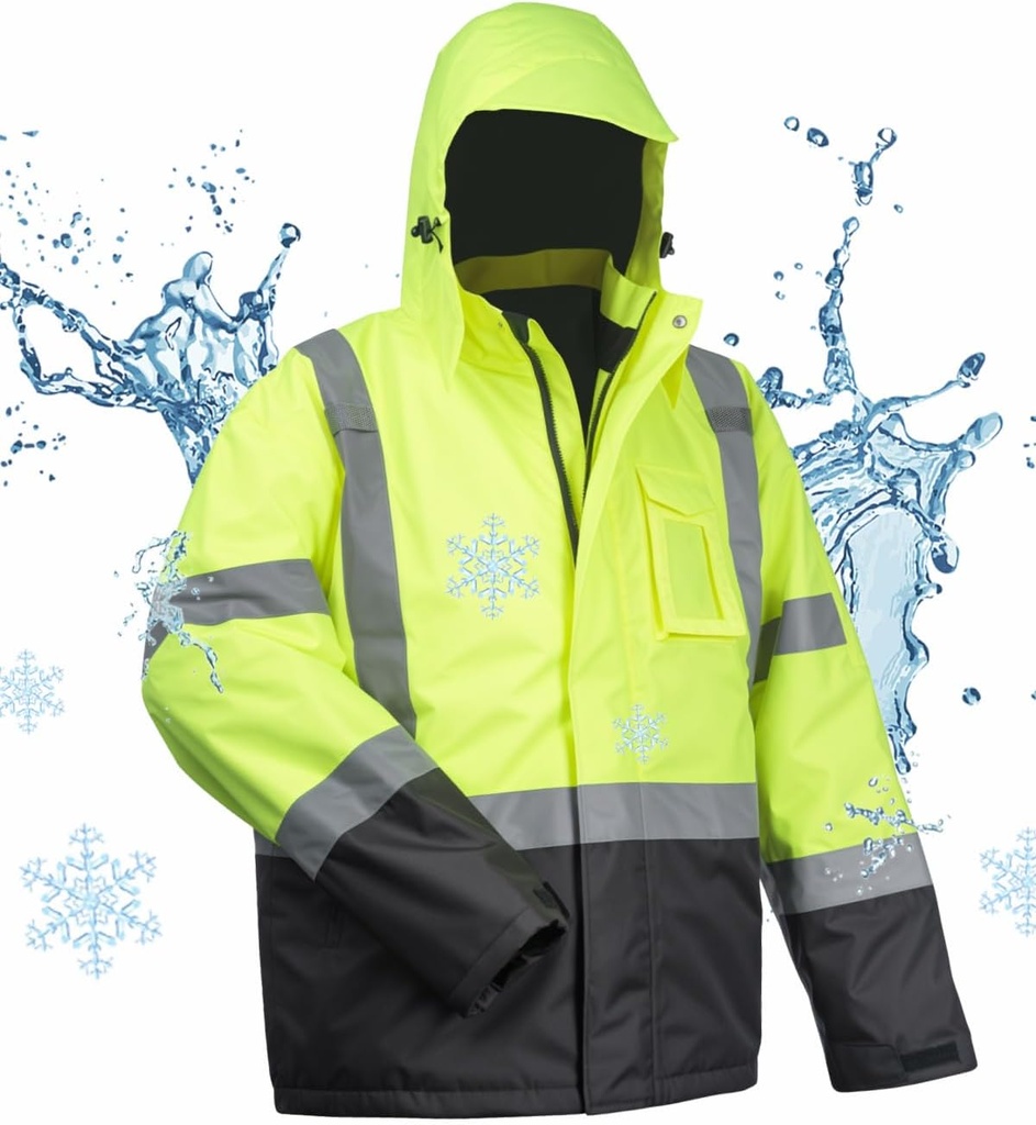 gereedschapskist 100% waterdichte veiligheidsjassen voor mannen, Hi Vis Reflectieve werkjassen, Bouw Regenjassen voor koud weer