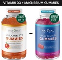 Sugar Free Vitamin D3 K2 Gummies (180 Gummies) and Sugar Free Extra Strength Magnesium Gummies (180 Gummies), Vitamin D3 Gummies 5000 IU+K2 MK7 80 mcg, Magnesium Citrate Gummies 500 mg