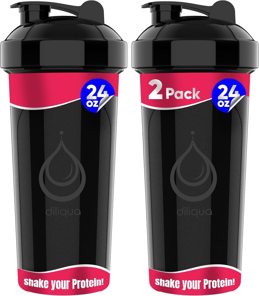 2 PACK, Double 24 oz Shaker flessen met krachtige draad Whisks voor eiwitmixen 
