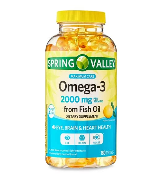 Spring Valley Omega-3 van Fish Oil Maximum Care Softgels, 2000mg, 180 Tellen