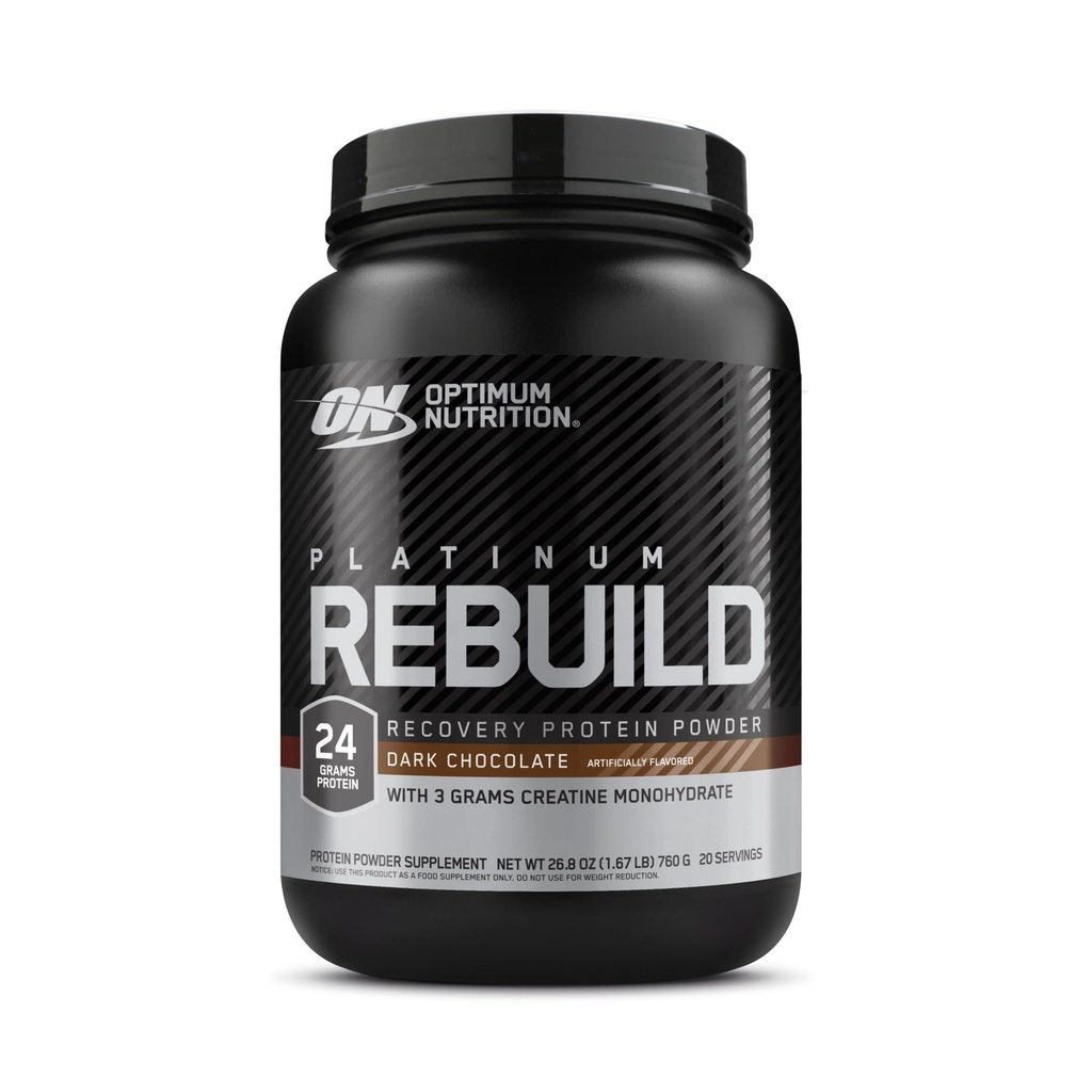 Optimale voeding Platinum Rebuild, Premium Platinum Blend Proteïnepoeder met Creatine Monohydraat, Donkere Chocolade, 20 porties