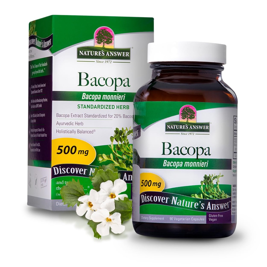 Het antwoord van de natuur Bacopa Monnieri Gestandaardiseerde Vegetarische Capsules 500mg, 90-Count 