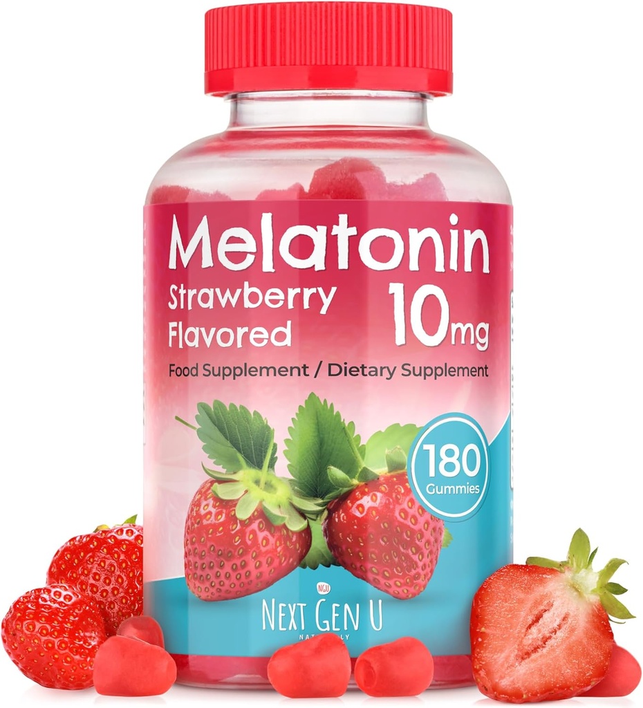 NGU Next Gen U - Melatonine Gummies - 10 mg Dieetsupplement - Aardbei Smaak - 180 Vegan Gummies
