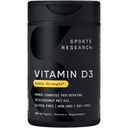 Sportonderzoek Vitamine D3 2000 IE met Kokos MCT-olie - Dubbelsterk vitamine D-supplement - Niet-GMO-verifieerd, Glutenvrij en sojavrij 50 mcg, 360 vloeibare softgels