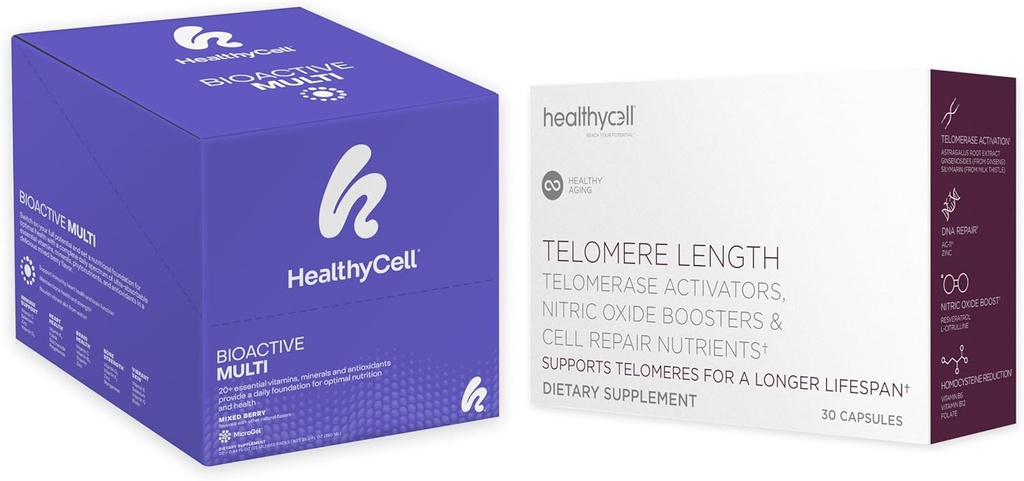 Gezonde Telomere Lengte Gezonde Veroudering Supplement + Bioactieve Multivitamine voor Vrouwen & Mannen Bundel