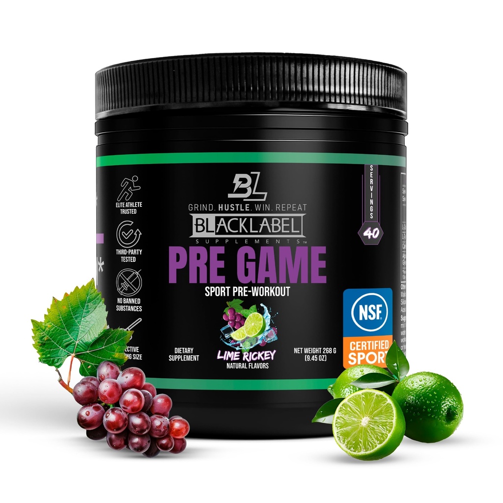 BLACKLABEL Supplementen Pre-Game pre-workout poeder, Lime Rickey (40 Servings) 