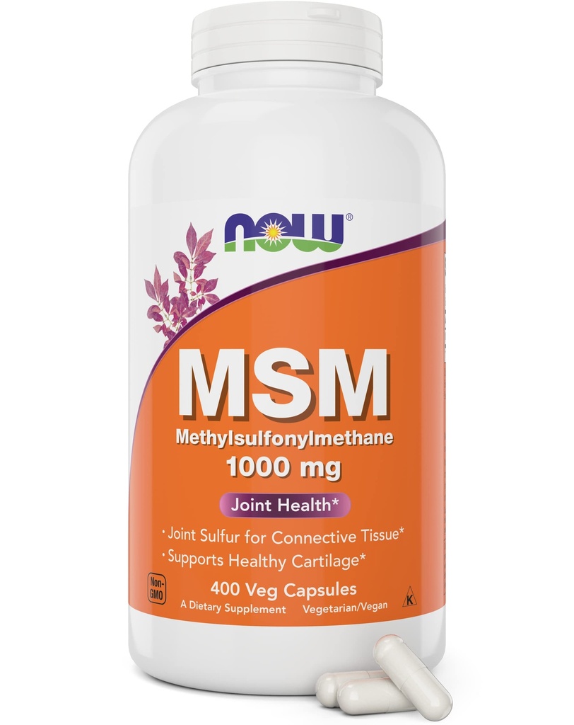 Nu MSM 1000mg Veg Capsules, 400 Graaf Methyl-Sulphonyl-Methaan, Made in USA, Sulfur Supplement, Niet-GMO, Vegan Vegetarisch Vriendelijk