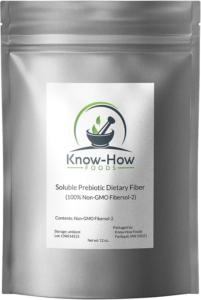Know-How Foods Prebiotic Dietary Fiber (Non-GMO) Made 100% with Fibersol-2: 12 oz Pouch
