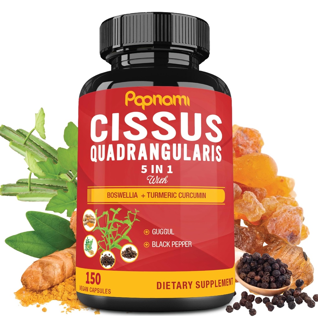 Premium Cissus Quadrangularis Capsules with Boswellia, Guggul, Turmeric, Black Pepper Extract - 150 Capsules - 5 Month Supply