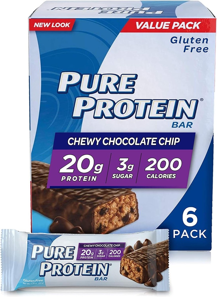 Pure Protein® Chewy Chocolate Chip, 50 gram, 6 tellingen Multiverpakking