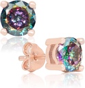 Handgemaakte Rose Gold Plated Natural Mystic Topaz Sterling Silver Stud oorbellen