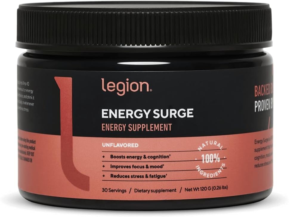 LEGION Energy Supplement - Unflavored Energy Drink Powder - Cafeïnepoeder met Taurine & Vitamin B Complex - Natuurlijk zoet Energie Poeder voor gezonde energie Dranken (120g)