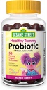 Webber Naturals Sesamstraat Gezonde Tummy Probiotica voor kinderen, 1 miljard actieve cellen per Gummy, 50 Gummies, voor de spijsvertering gezondheid, vrij van gluten, zuivel, Peanut & Gelatine, Veganistisch