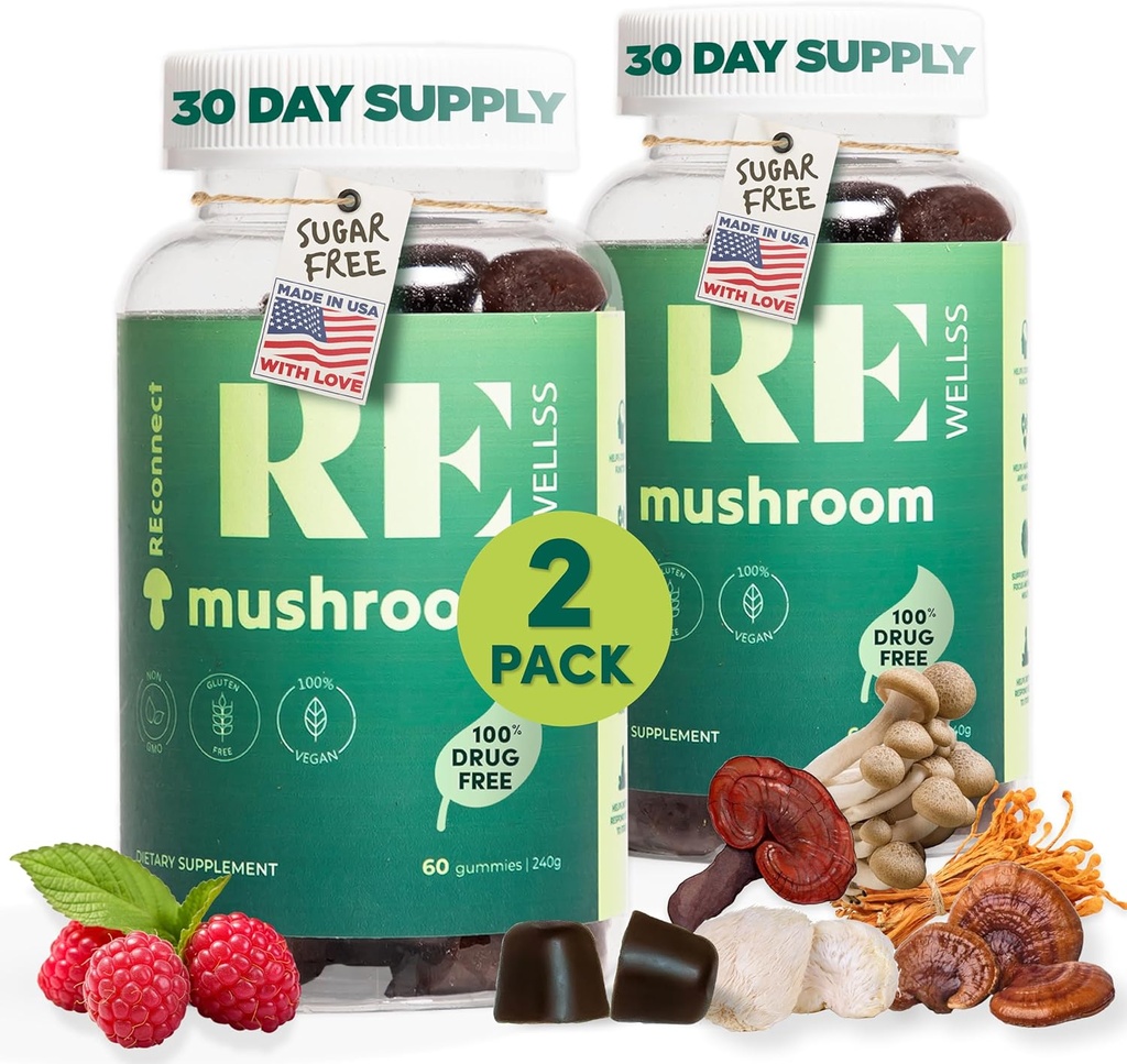 Magic Mushroom Gummies voor Volwassenen I Veg Low Carb Lion's Mane Supplement I Mushroom Supplement 