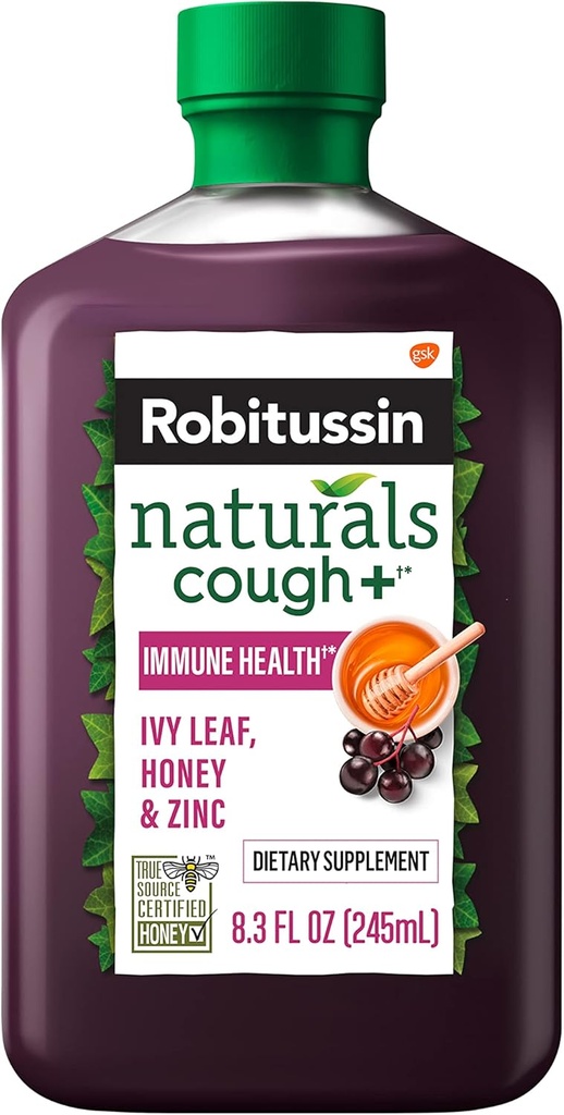Robitussin Naturals Cough Plus Immune Health Dieetsupplement voor Occasional Cough Relief en Immune Ondersteuning - 8,3 Oz