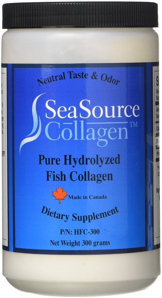 SeaSourceTM Collageen Pure HYDROLYZED Fish Collageen Dieetsupplement Powder - Made in Canada from The Skins of Wild Caught Cod.