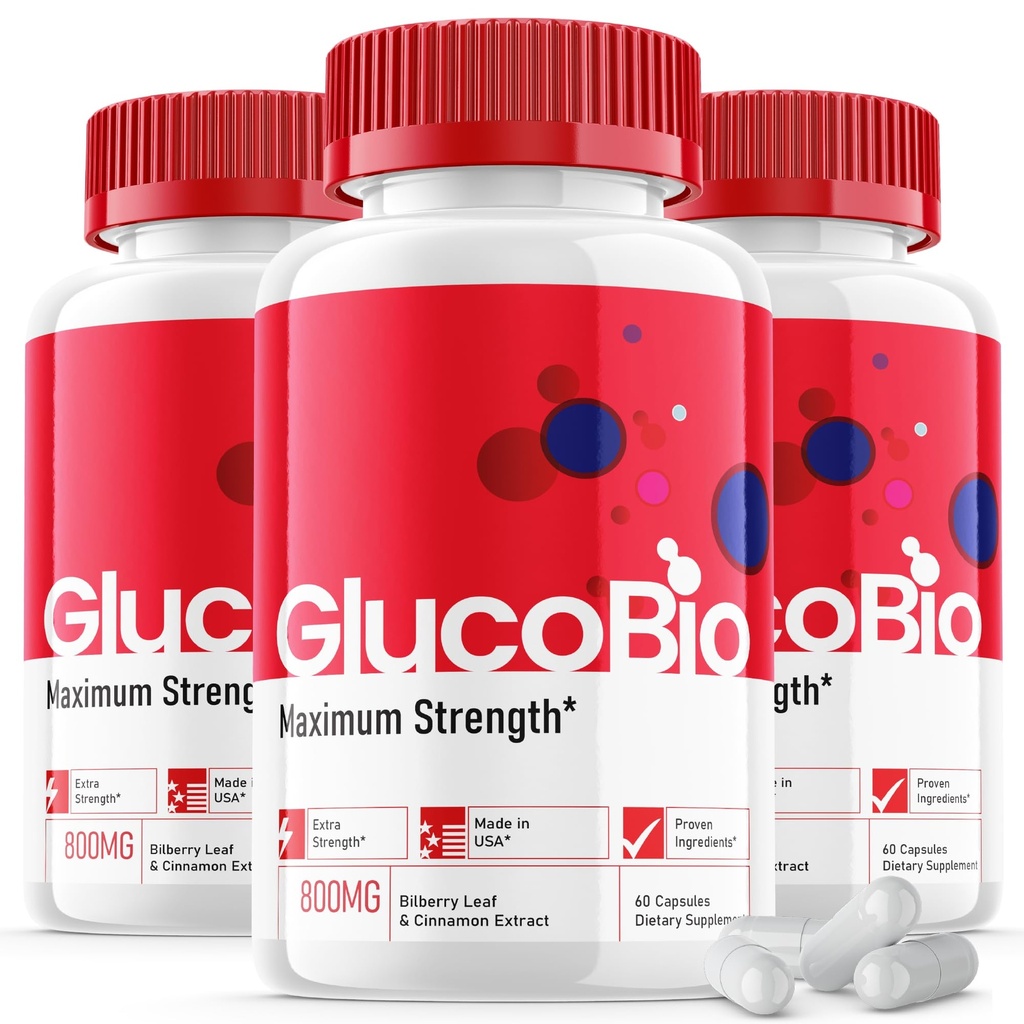 (3 Pack) Glucobio Capsules - Officiële Formule - Gluco Bio Support Supplement Vitamine, Glucobio Health Wellness Capsules Maximale sterkte, Glucobio, Gluco Bio Pillen Geavanceerde Ondersteuning (180 Capsules)