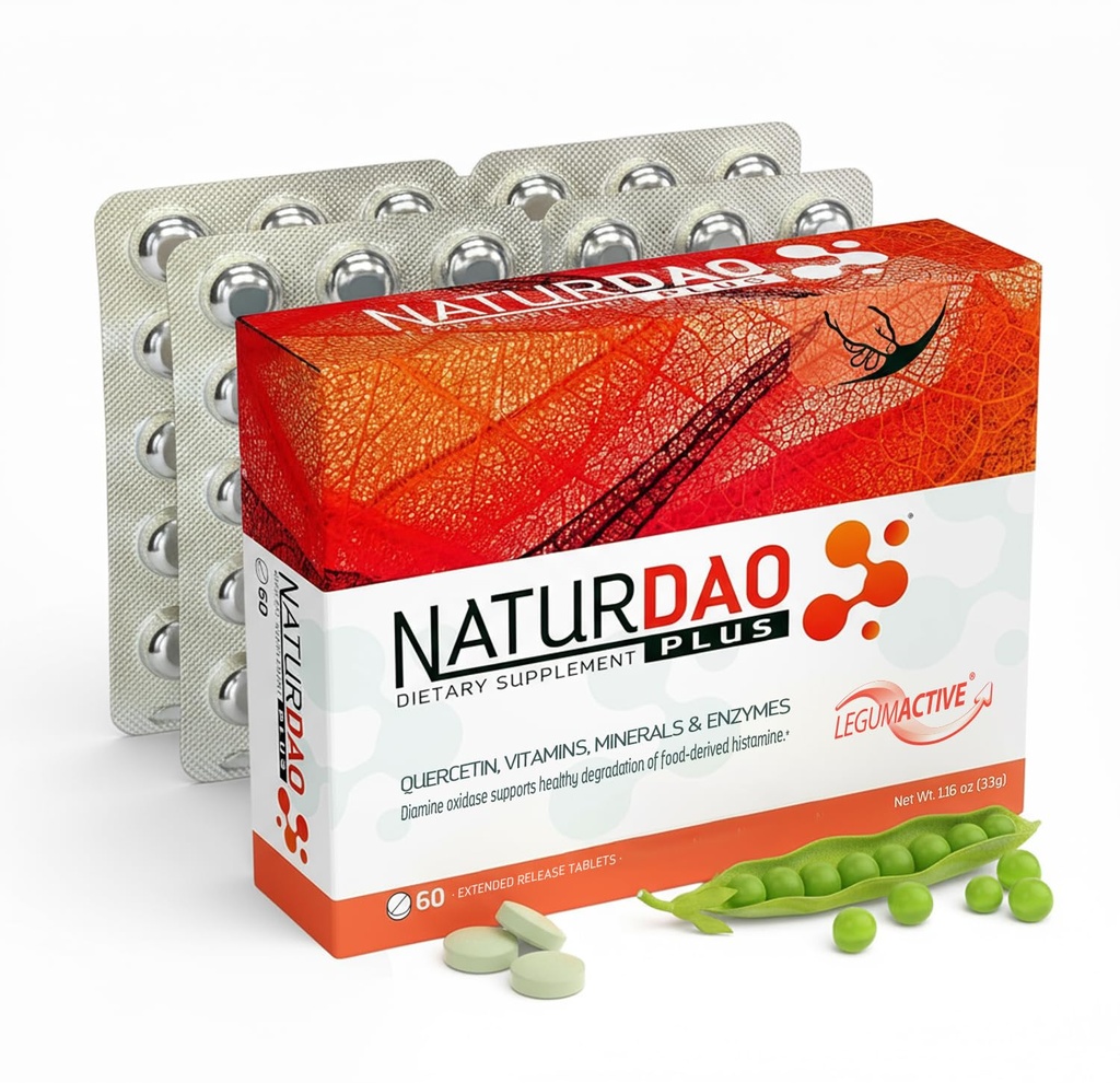 NATURDAO Plus® DAO Enzyme 1.000.000 HDU per dosis - Catalase Enzyme - 8 Cofactors and Adjuvants - Advanced Histamine Blocking Formula - Food Intolerance - 60 Extended Release Tablets
