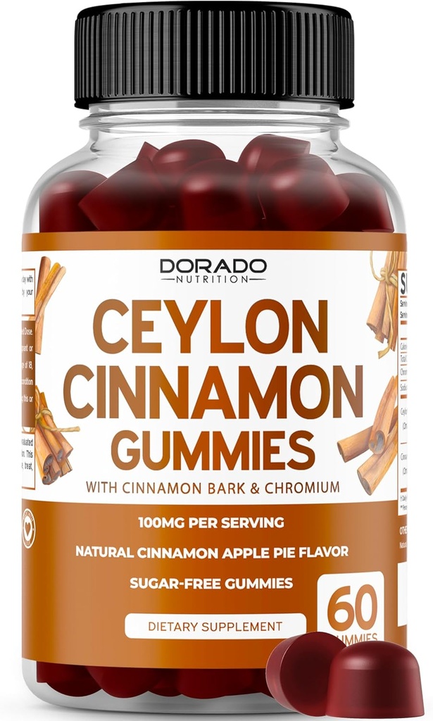 Ceylon Cinnamon Gummies (60 Count) Apple Cider Vinegar Cinnamon, Kurkuma, Berberine & Ginseng voor Digestie Algemene Wellness Ondersteuning - Ceylon Supplementen - Vegan Safe & USA Made