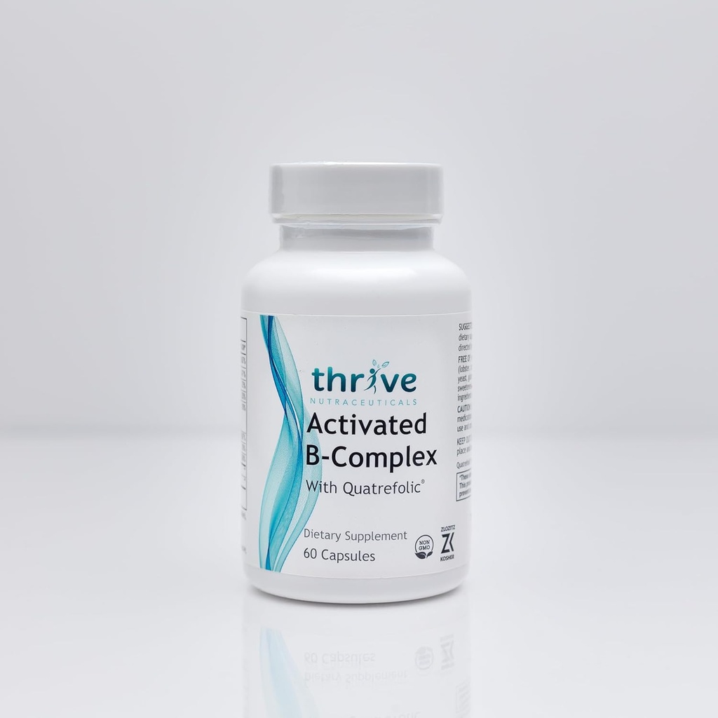 Thrive Nutraceuticals geactiveerde B-complex met Quatrefolic - 60 niet-GMO-capsules - Kosher Dieetsupplement voor optimale gezondheid - vrij van Gluten en Gluten, ondersteunt energie en cognitieve functie