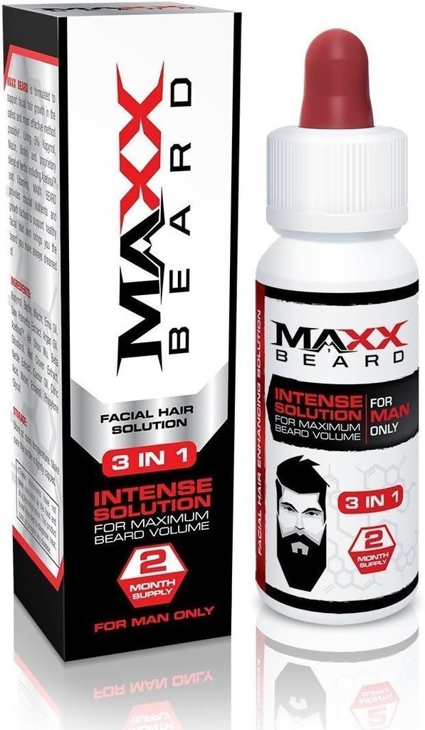 Maxx baard -#1 Baardgroei oplossing, natuurlijke oplossing voor maximale baard Volume-2 maand aanbod
