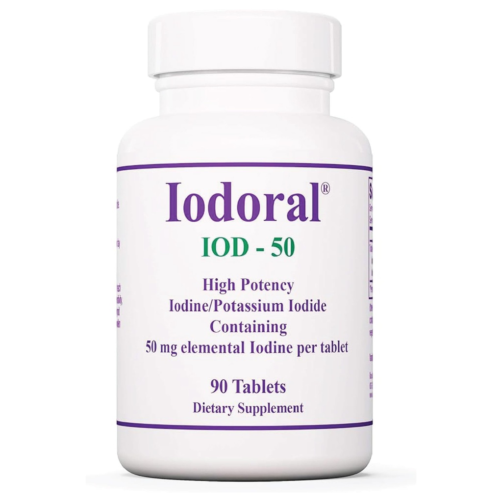 Optimox Iodoral 50 mg Supplement - Kaliumiodide tabletten, schildklierondersteuning, dagelijkse vitamines en mineralen, Lugol's joodse oplossing - 90 Tel.