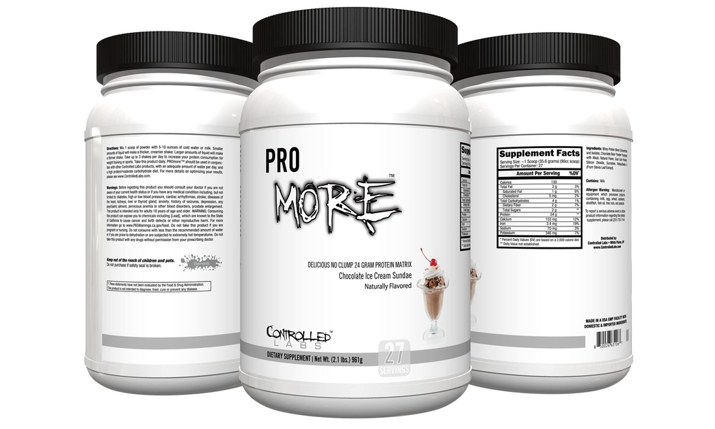 CONTROLED LABS PROmore Protein Powder (27 Servings) - 24g Protein Per Scoop - 94% Sugar-Free, Premium Smooth-Drink Formula (Chocolate Ice Cream Sundae) (27 Serves, Chocolate Ice Cream Sundae)