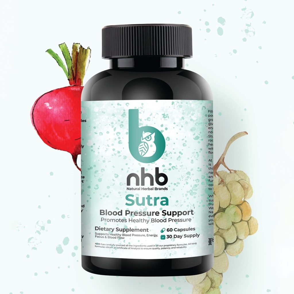 Blood Pressure Support Supplement, Nitric Oxide Production, Blood Flow Support, Beet Energy Grape Seed Extract & Beet Root Powder. 60 Capsules.