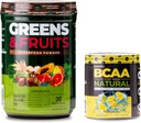 Nutrology Greens & Fruits Powder-Naturally Sourced Superfood, Chocolate (30 Servings) BCAA Natural, Plant Based BCAA Powder, Lemonade Flavor (30 Servings)