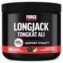Force Factor Longjack Tongkat Ali Gummies, Tongkat Ali voor mannen om mannelijke vitaliteit en aandrijving te ondersteunen, 400mg Tongkat Ali met bioperine, gemengde Berry Lemonade, 90 Gummies