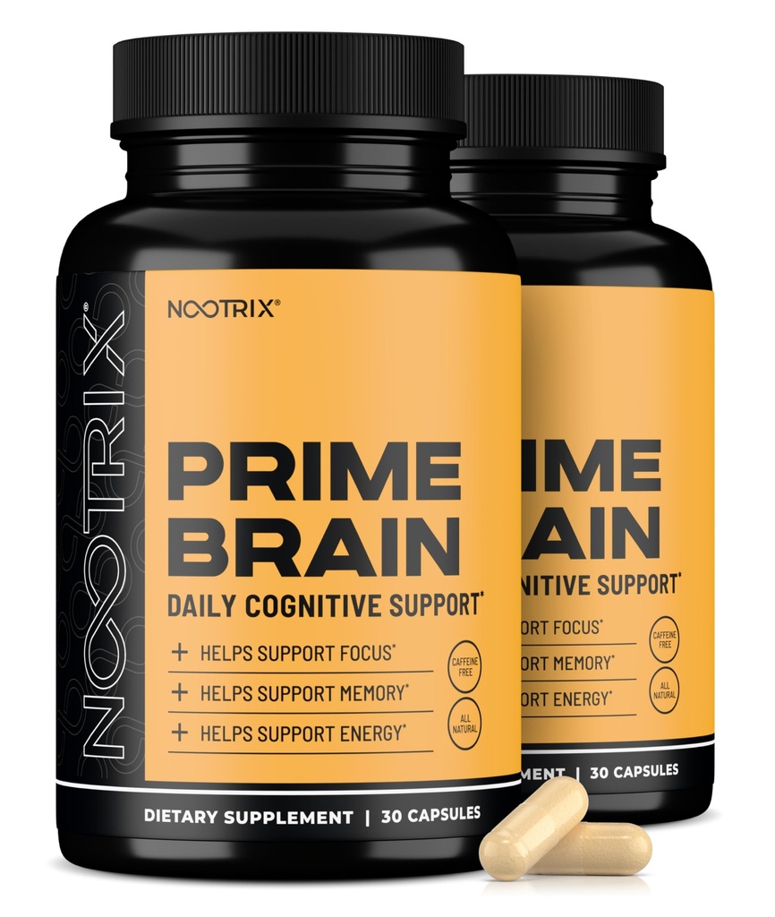 Nootrix Prime Brain Nootropic Supplement | Supports Memory, Mental Focus, Cognitive Health & Energy | Promotes Healthy Mood & Brain Function | Ginkgo Biloba, Lion's Mane & L Theanine | 60 Capsules