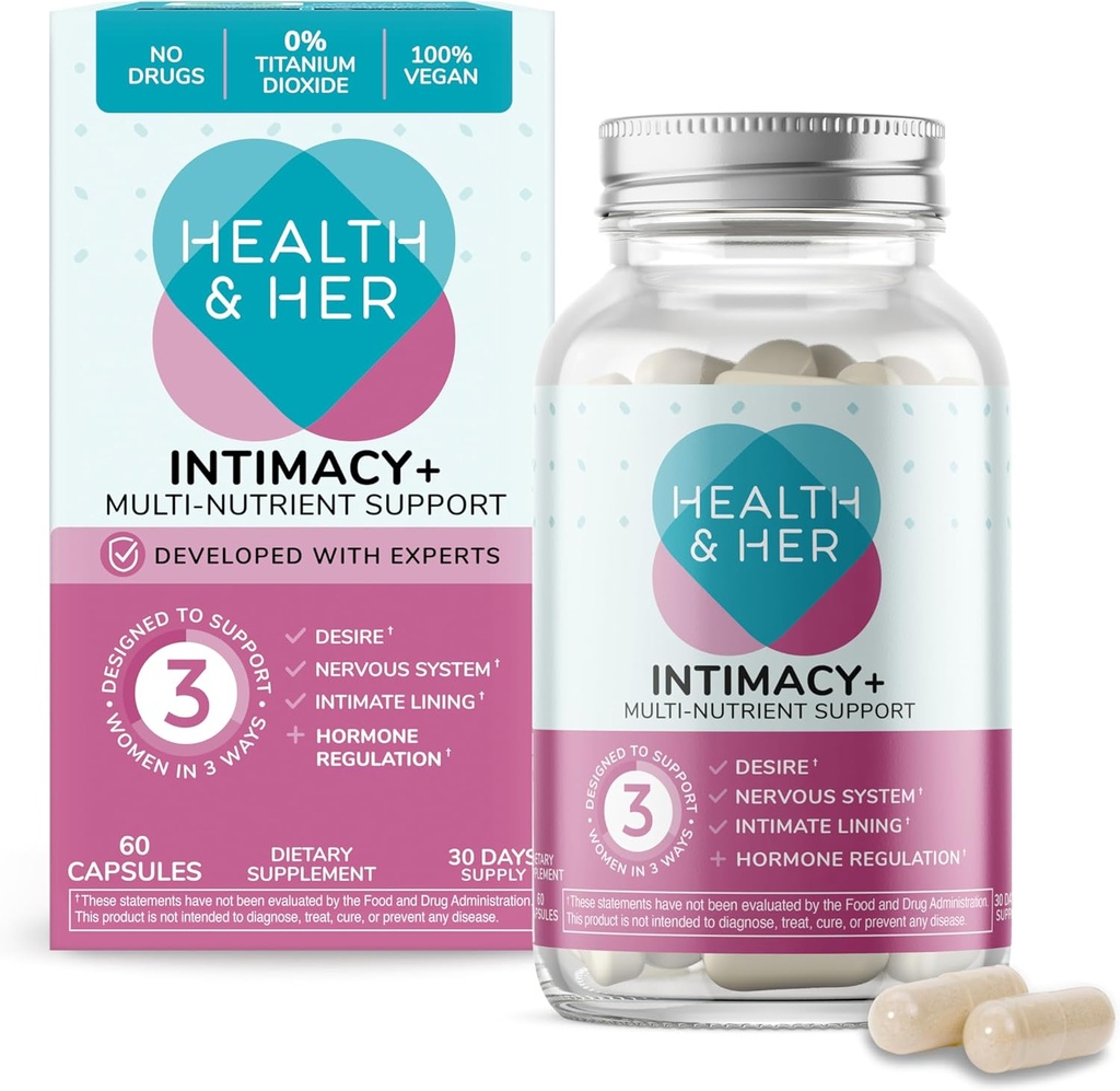 Gezondheid en haar intimiteit+ Multi-Nutrient supplement ondersteuning voor vrouwen - Bevat Maca Root en Tribulus om u opnieuw te ontdekken, Veganist (60 ct -1 maand)