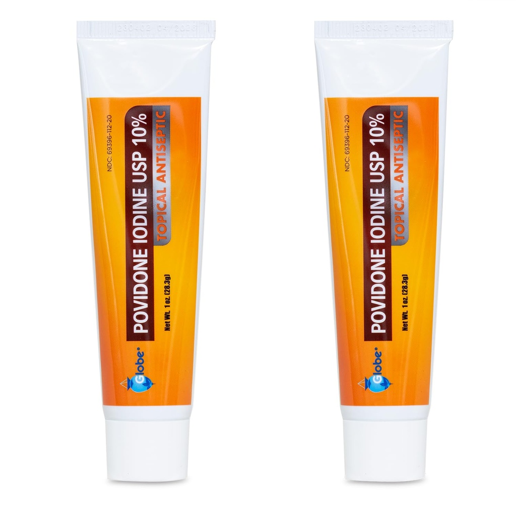 Globe (2 Pack) Povidon Jodium 10% Eerste Hulp Zalf 1 Oz, voor Cuts Scrapes Burns (Vergelijk met Betadine)
