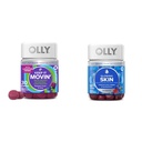 OLY Constipatie Relief Gummies met Rabarber, pruimen, Amla Plum Berry Flavor 30ct en Glowing Skin Gummy met Hyaluronic Acid, Collageen, Sea Buckthorn 25 Day Supply Plump Berry 50 Tel.