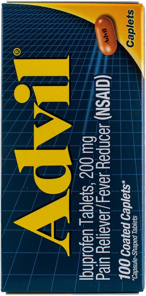 Advil Pain Reliver/Fever Reducer 200mg Caplets - 100 Ct, Verpakking van 3
