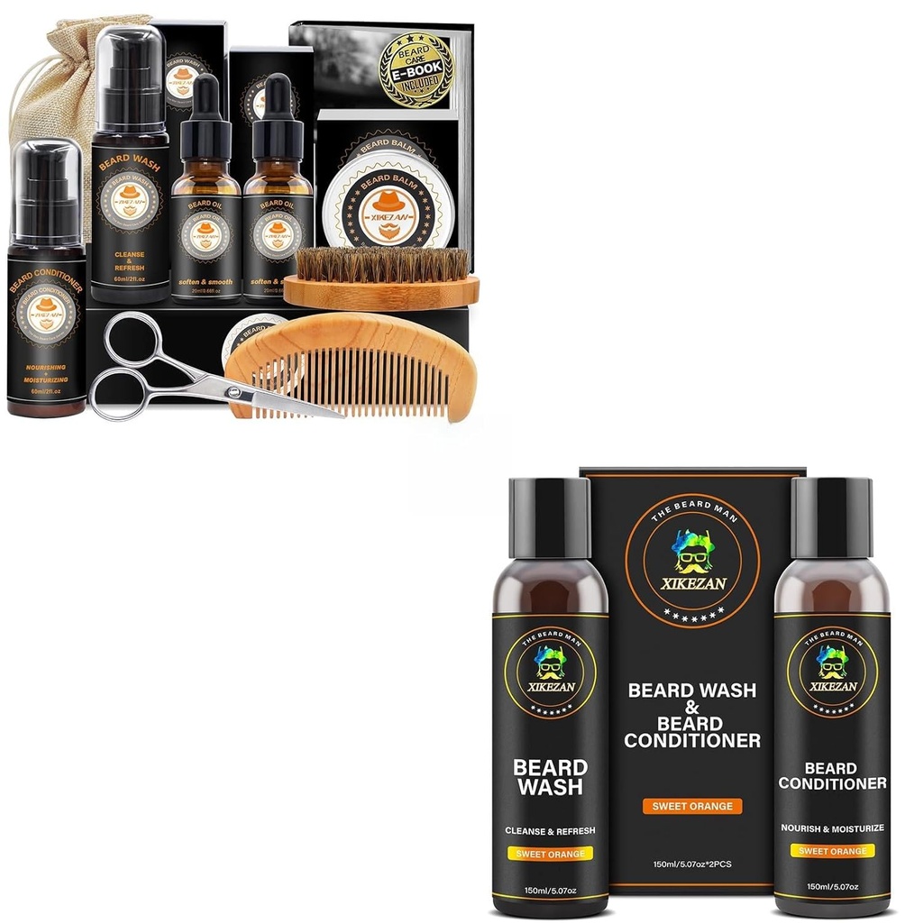 XIKEZAN Gifts voor mannen met baardkit en baardshampoo en conditioner set