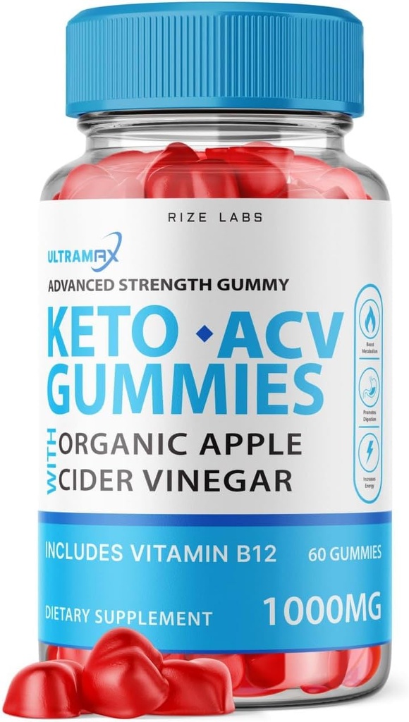 rize labs - Ultra Max Keto ACV Gummies voor geavanceerde gewichtsverlies met Apple Cider Vinegar, supplement helpt bij het verminderen van buikvet, voor extra sterkte (60 Gummies)